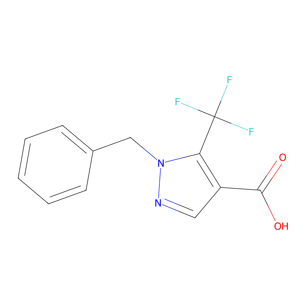 1-benzyl-5-(trifluoromethyl)-1H-pyrazole-4-carboxylic acid molecular structure, CAS 1152504-29-4