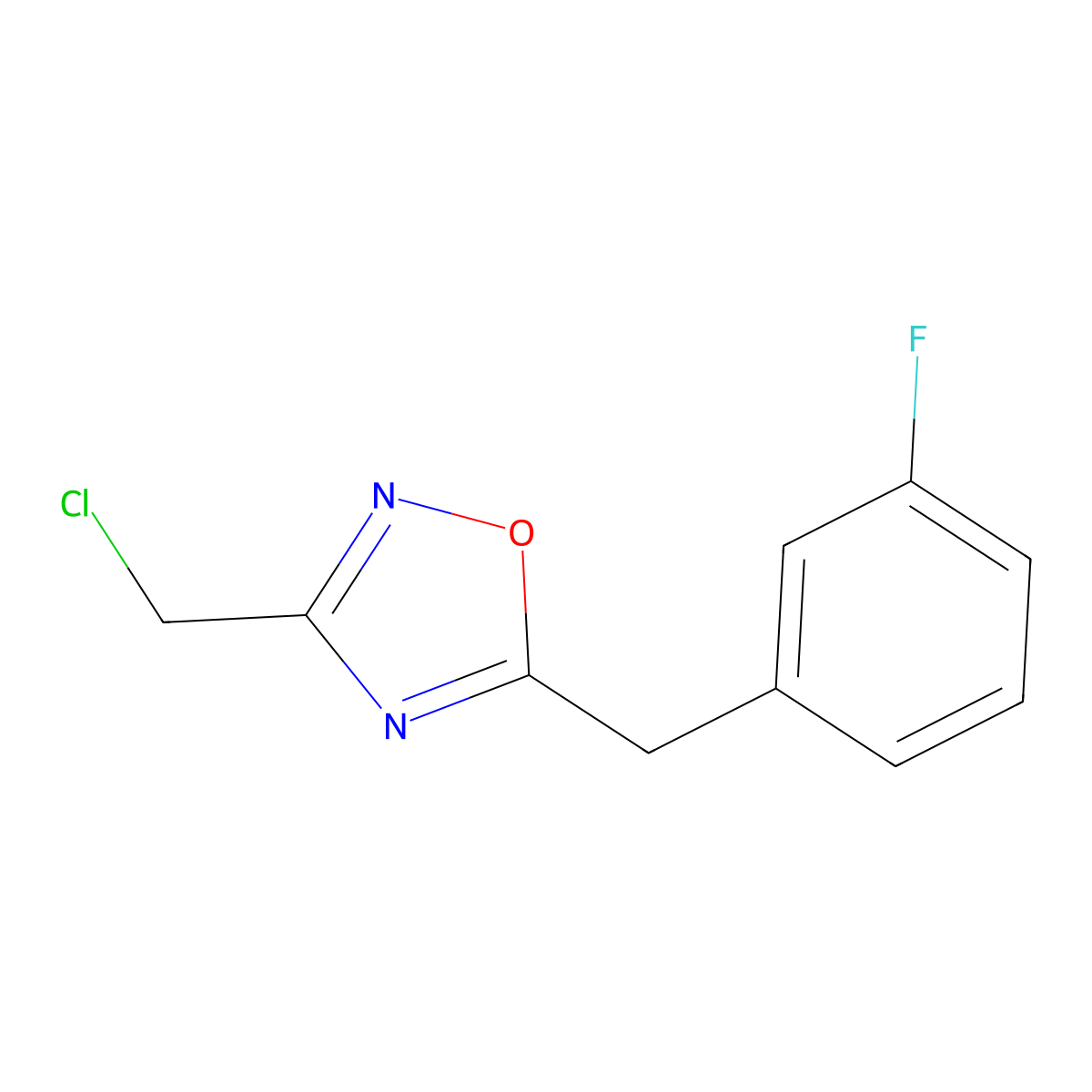 3-(Chloromethyl)-5-(3-fluorobenzyl)-1,2,4-oxadiazole molecular structure, CAS 1152504-33-0
