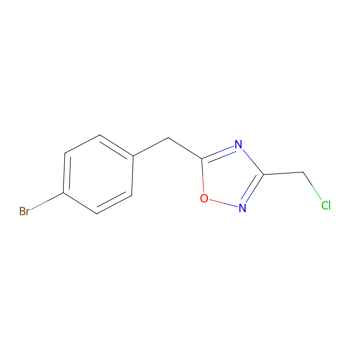 5-[(4-Bromophenyl)methyl]-3-(chloromethyl)-1,2,4-oxadiazole molecular structure, CAS 1152504-39-6