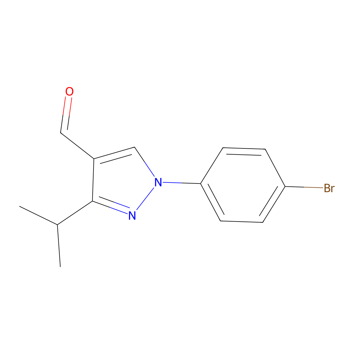1-(4-bromophenyl)-3-(propan-2-yl)-1H-pyrazole-4-carbaldehyde molecular structure, CAS 1152504-95-4