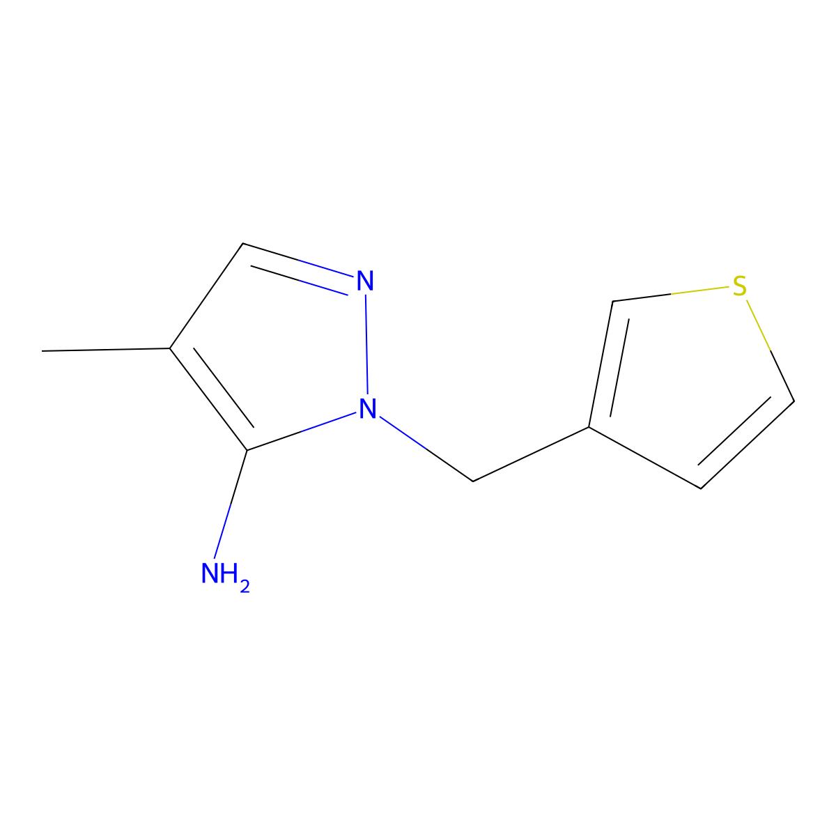 4-methyl-1-(3-thienylmethyl)-1H-pyrazol-5-amine molecular structure, CAS 1152505-33-3