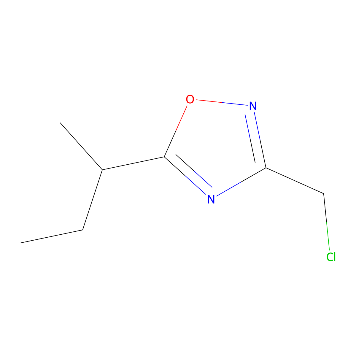 5-(Butan-2-yl)-3-(chloromethyl)-1,2,4-oxadiazole molecular structure, CAS 1152505-36-6