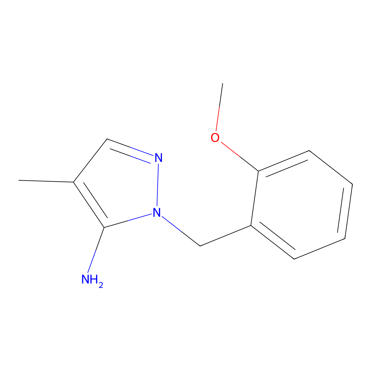 1-(2-Methoxybenzyl)-4-methyl-1H-pyrazol-5-amine molecular structure, CAS 1152505-75-3