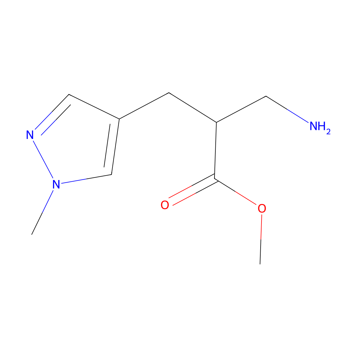 Methyl 3-amino-2-[(1-methyl-1H-pyrazol-4-yl)methyl]propanoate molecular structure, CAS 1152505-81-1