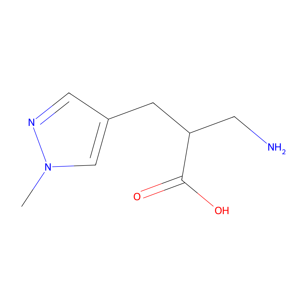 3-Amino-2-[(1-methyl-1H-pyrazol-4-yl)methyl]propanoic acid molecular structure, CAS 1152505-95-7