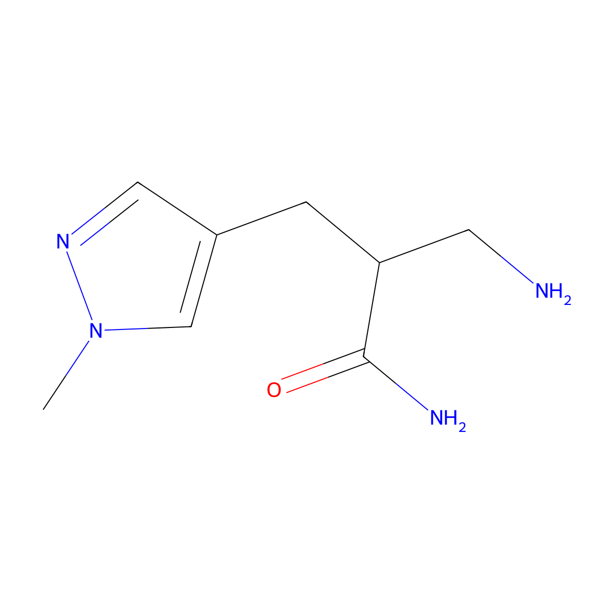 3-Amino-2-[(1-methyl-1H-pyrazol-4-yl)methyl]propanamide molecular structure, CAS 1152506-05-2