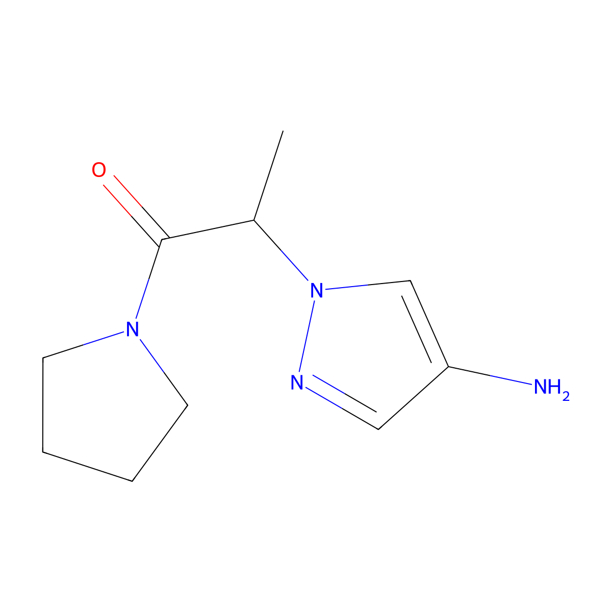 2-(4-Amino-1H-pyrazol-1-yl)-1-(pyrrolidin-1-yl)propan-1-one molecular structure, CAS 1152506-21-2