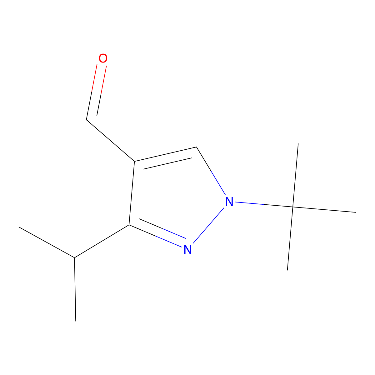 1-tert-butyl-3-(propan-2-yl)-1H-pyrazole-4-carbaldehyde molecular structure, CAS 1152506-58-5