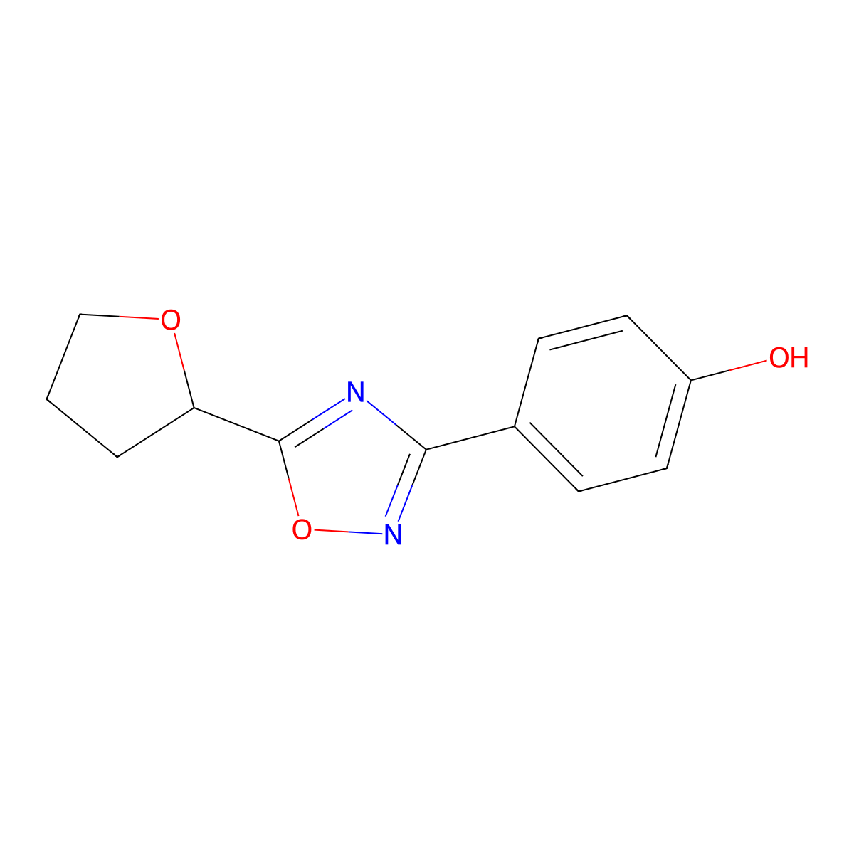 4-[5-(Oxolan-2-yl)-1,2,4-oxadiazol-3-yl]phenol molecular structure, CAS 1152506-99-4
