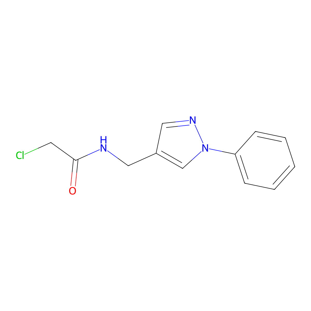 2-chloro-N-[(1-phenyl-1H-pyrazol-4-yl)methyl]acetamide molecular structure, CAS 1152508-21-8