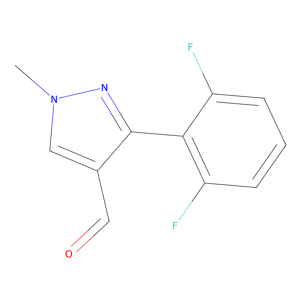 3-(2,6-difluorophenyl)-1-methyl-1H-pyrazole-4-carbaldehyde molecular structure, CAS 1152508-45-6