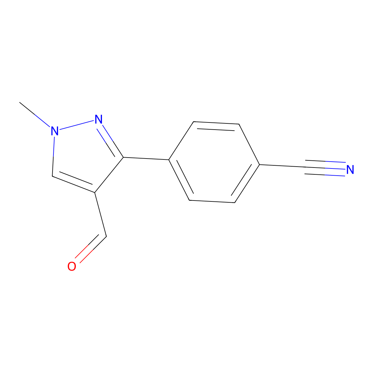 4-(4-formyl-1-methyl-1H-pyrazol-3-yl)benzonitrile molecular structure, CAS 1152508-50-3