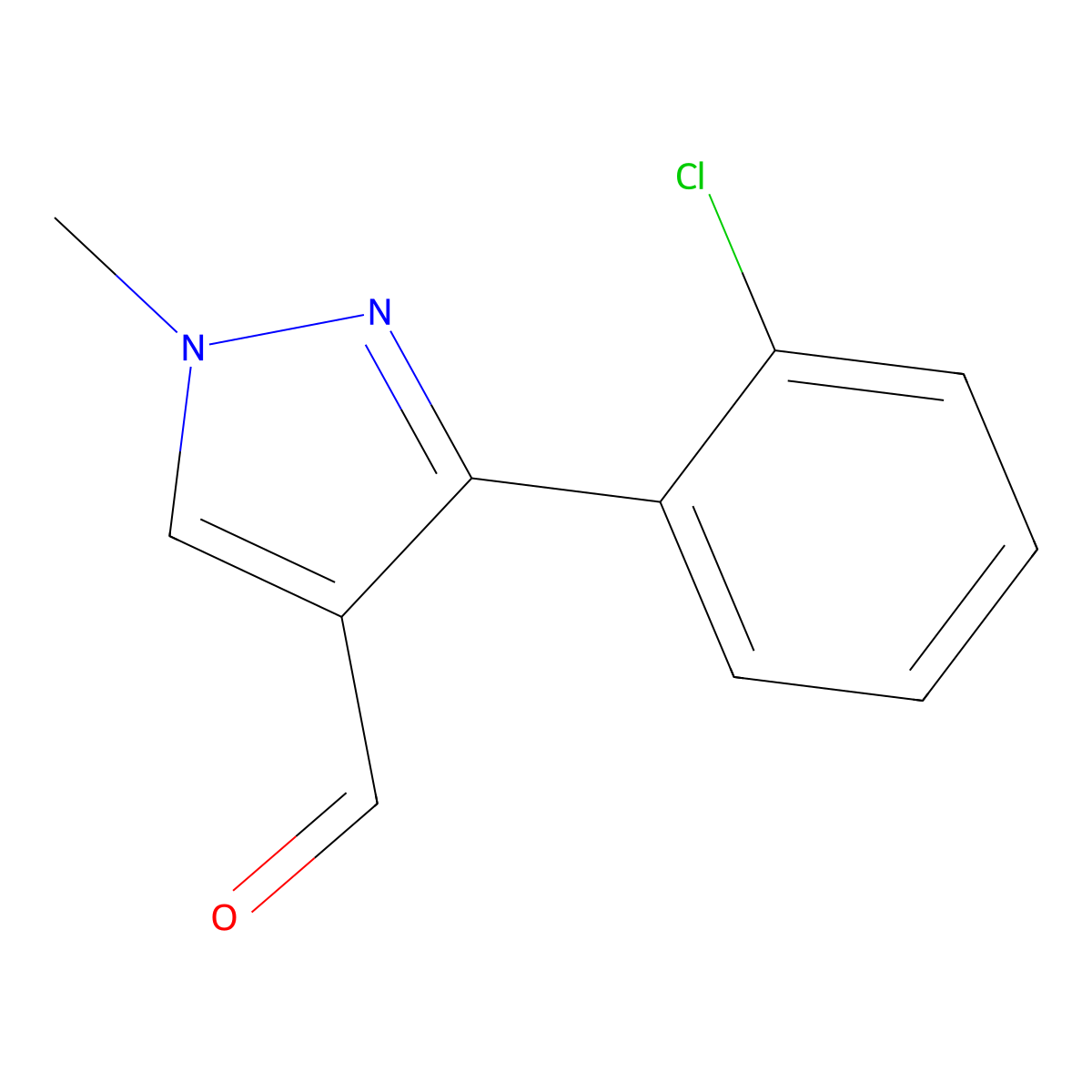 3-(2-chlorophenyl)-1-methyl-1H-pyrazole-4-carbaldehyde molecular structure, CAS 1152508-67-2