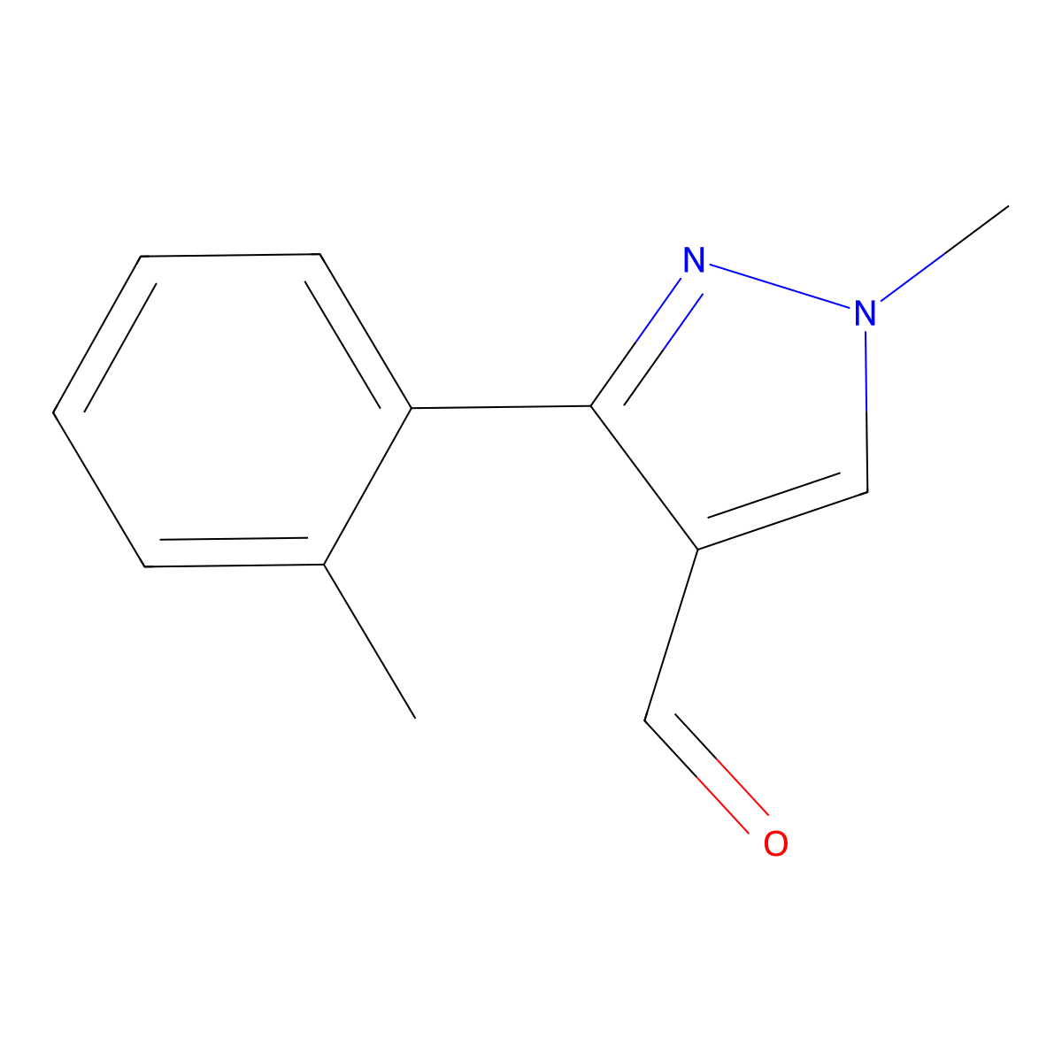 1-Methyl-3-(o-tolyl)-1H-pyrazole-4-carbaldehyde molecular structure, CAS 1152510-32-1