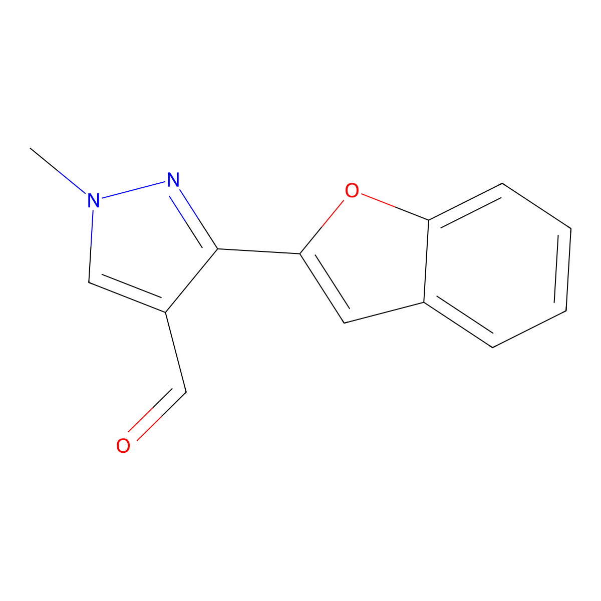 3-(1-benzofuran-2-yl)-1-methyl-1H-pyrazole-4-carbaldehyde molecular structure, CAS 1152510-74-1