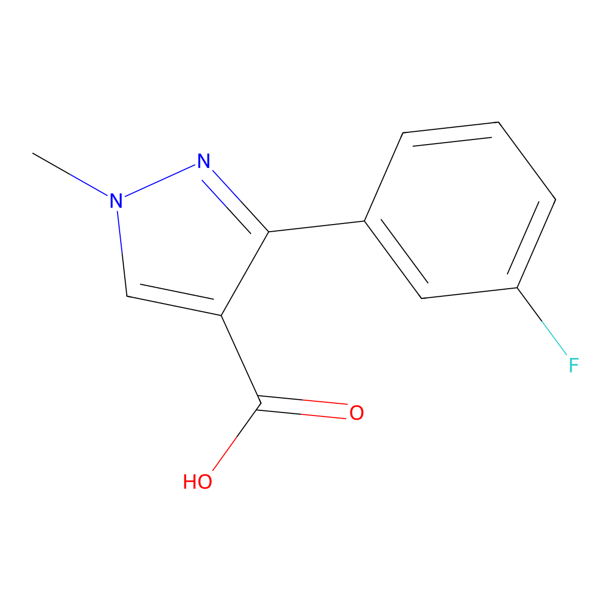 3-(3-Fluorophenyl)-1-methyl-1H-pyrazole-4-carboxylic acid molecular structure, CAS 1152510-90-1