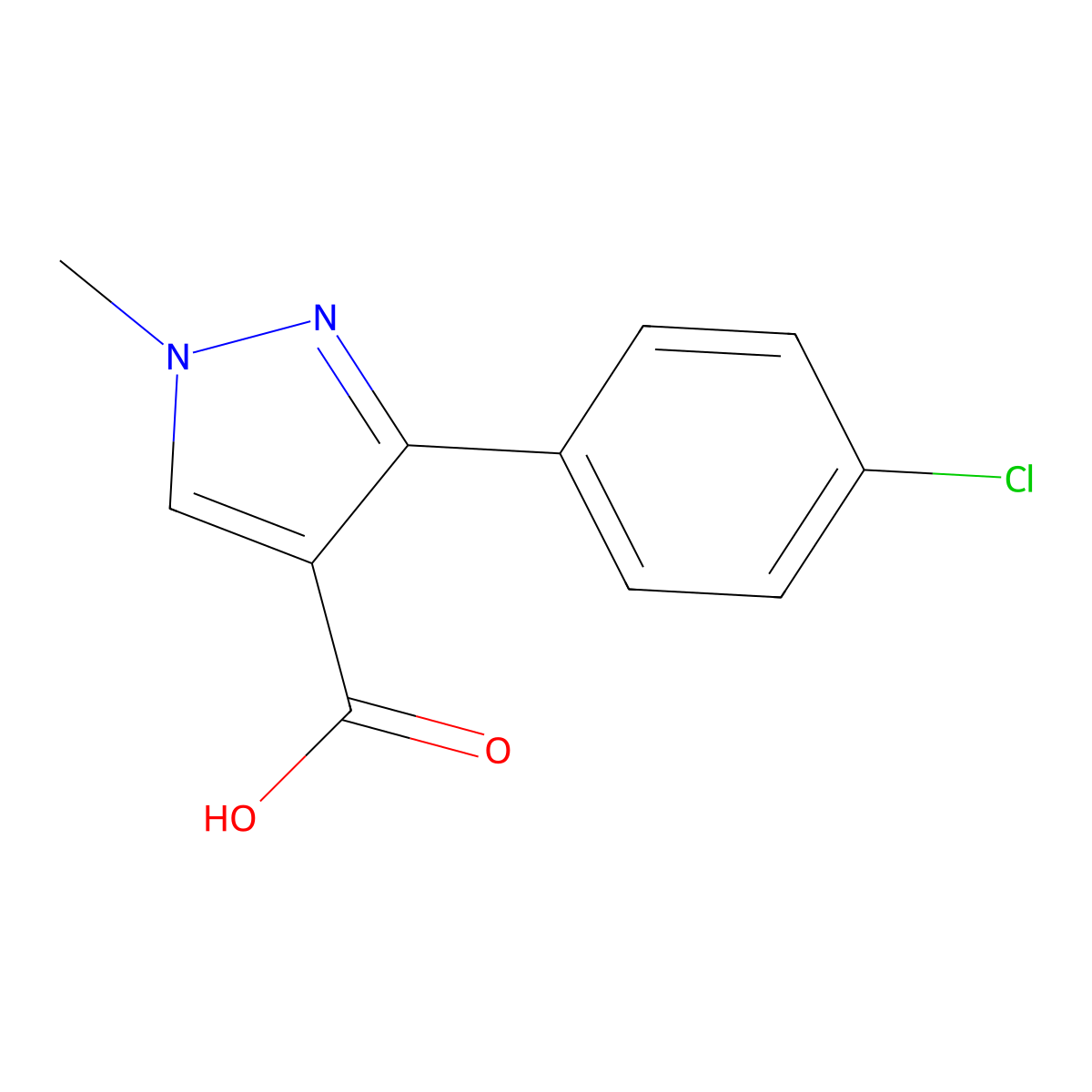 3-(4-chlorophenyl)-1-methyl-1H-pyrazole-4-carboxylic acid molecular structure, CAS 1152511-19-7