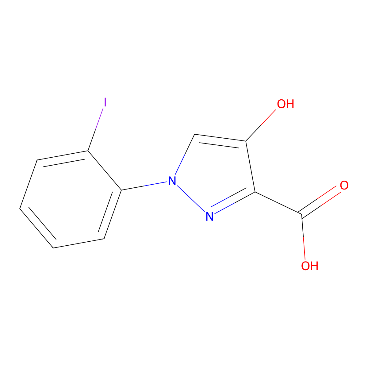 4-hydroxy-1-(2-iodophenyl)-1H-pyrazole-3-carboxylic acid molecular structure, CAS 1152511-94-8