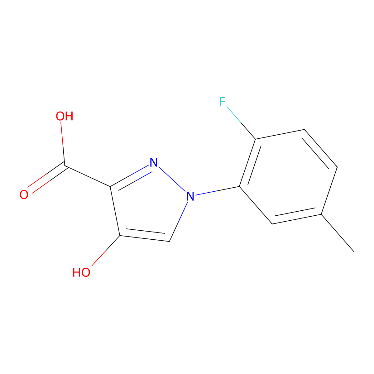 1-(2-fluoro-5-methylphenyl)-4-hydroxy-1H-pyrazole-3-carboxylic acid molecular structure, CAS 1152512-01-0