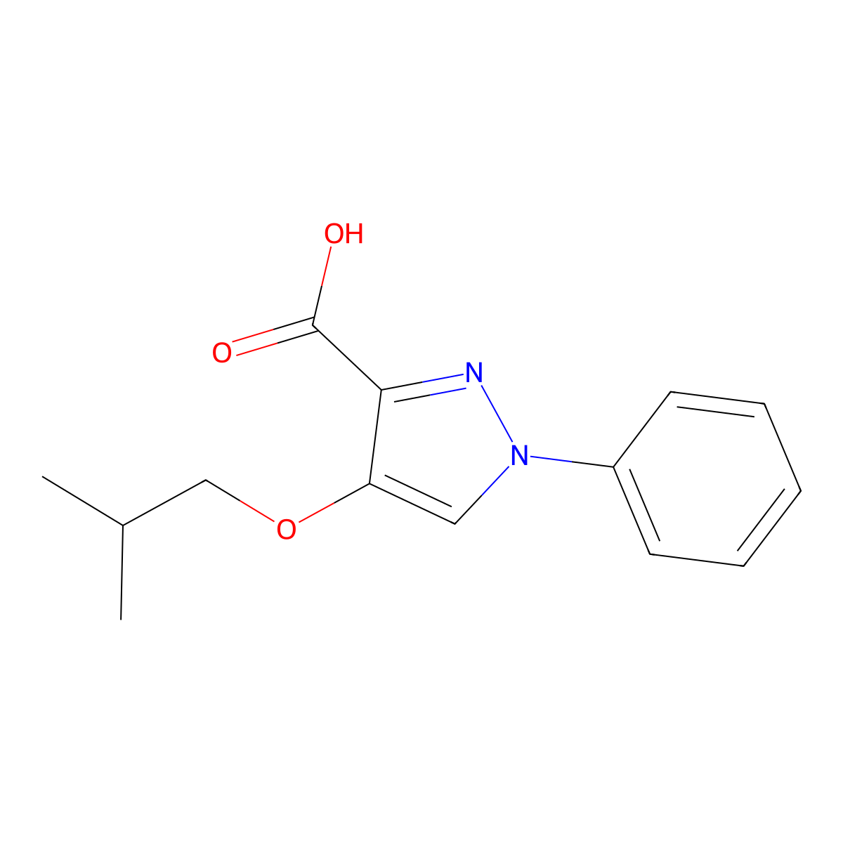 4-(2-methylpropoxy)-1-phenyl-1H-pyrazole-3-carboxylic acid molecular structure, CAS 1152512-05-4