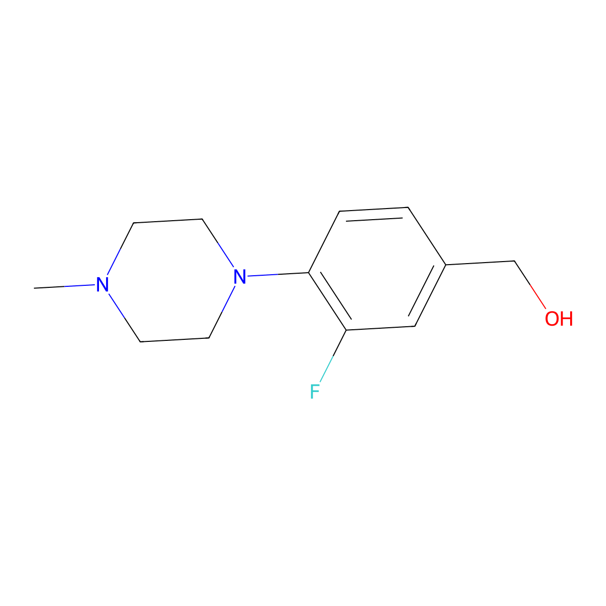 (3-Fluoro-4-(4-methylpiperazin-1-yl)phenyl)methanol molecular structure, CAS 1152513-19-3