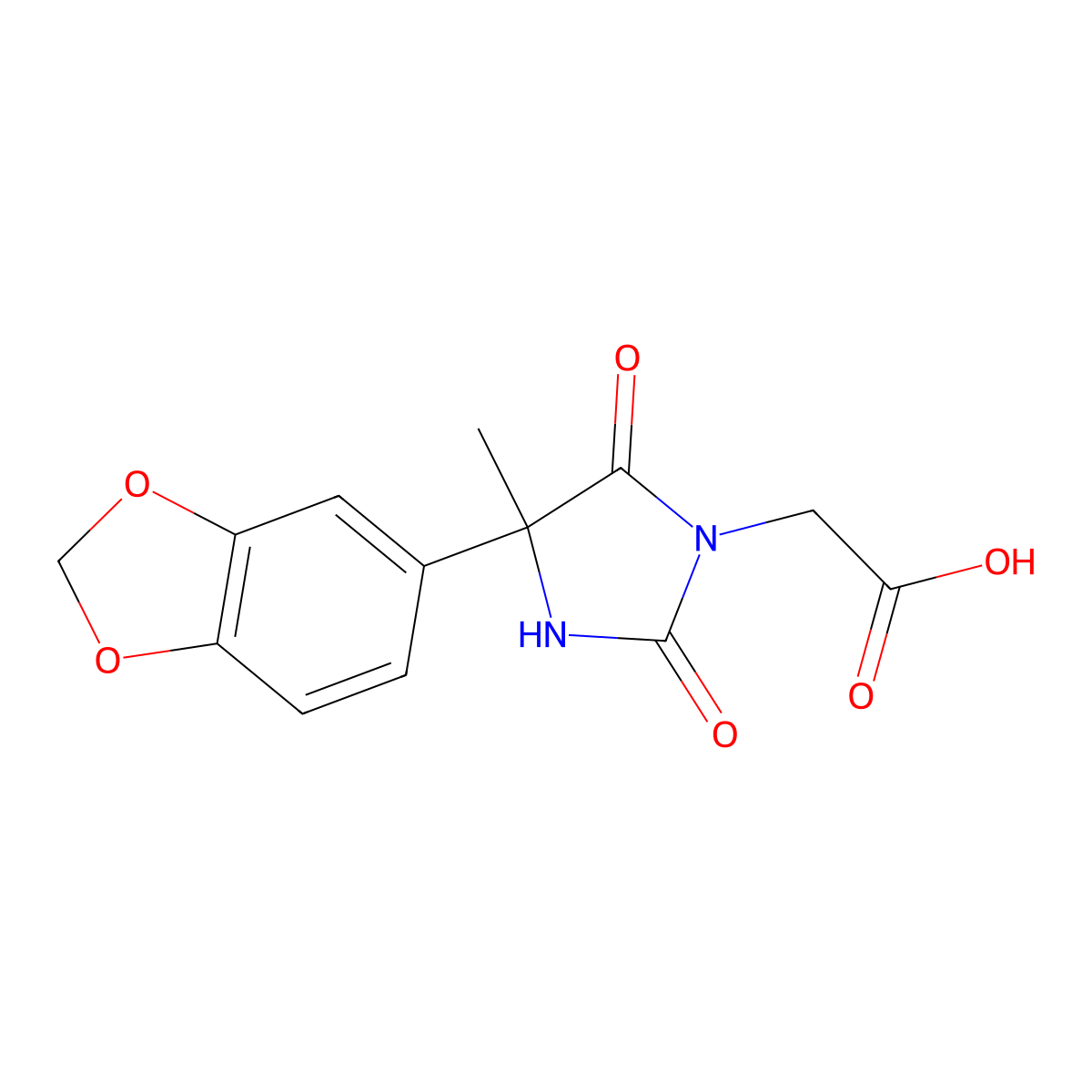 2-[4-(2H-1,3-benzodioxol-5-yl)-4-methyl-2,5-dioxoimidazolidin-1-yl]acetic acid molecular structure, CAS 1152513-77-3