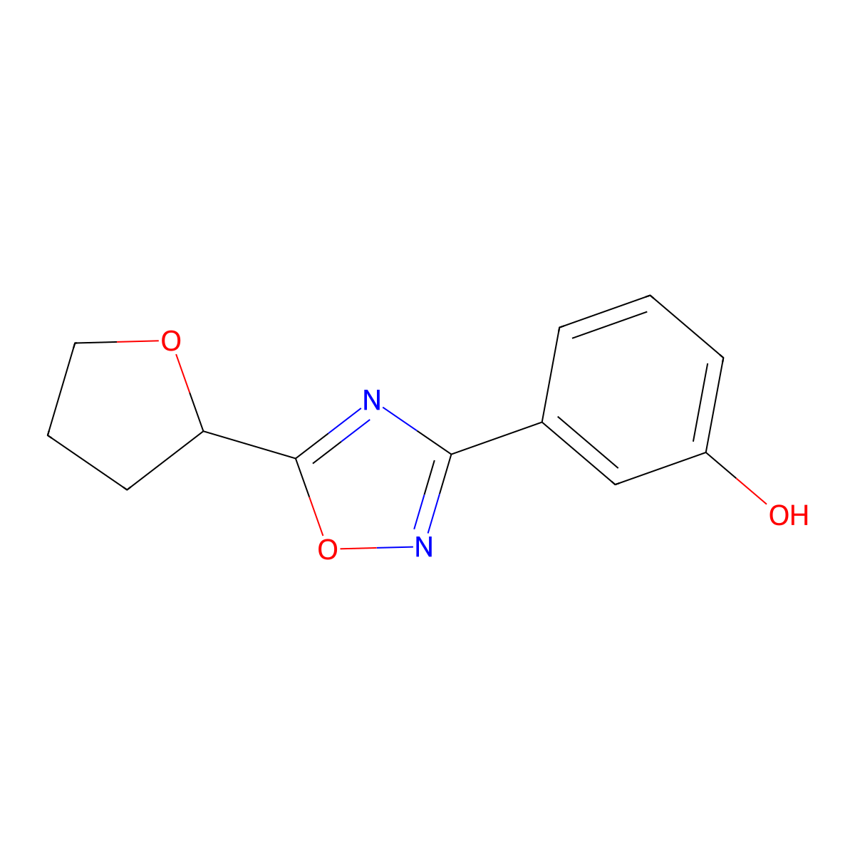 3-[5-(Oxolan-2-yl)-1,2,4-oxadiazol-3-yl]phenol molecular structure, CAS 1152514-20-9