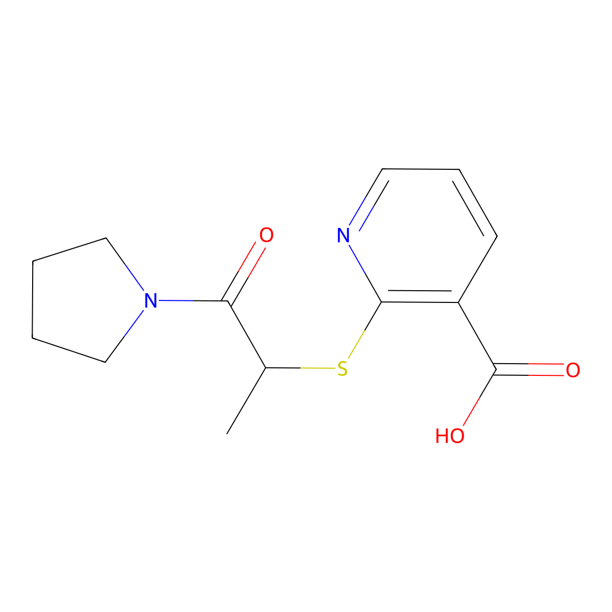2-{[1-Oxo-1-(pyrrolidin-1-yl)propan-2-yl]sulfanyl}pyridine-3-carboxylic acid molecular structure, CAS 1152517-45-7