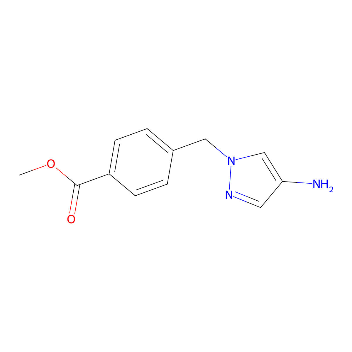 Methyl 4-[(4-amino-1H-pyrazol-1-yl)methyl]benzoate molecular structure, CAS 1152517-69-5