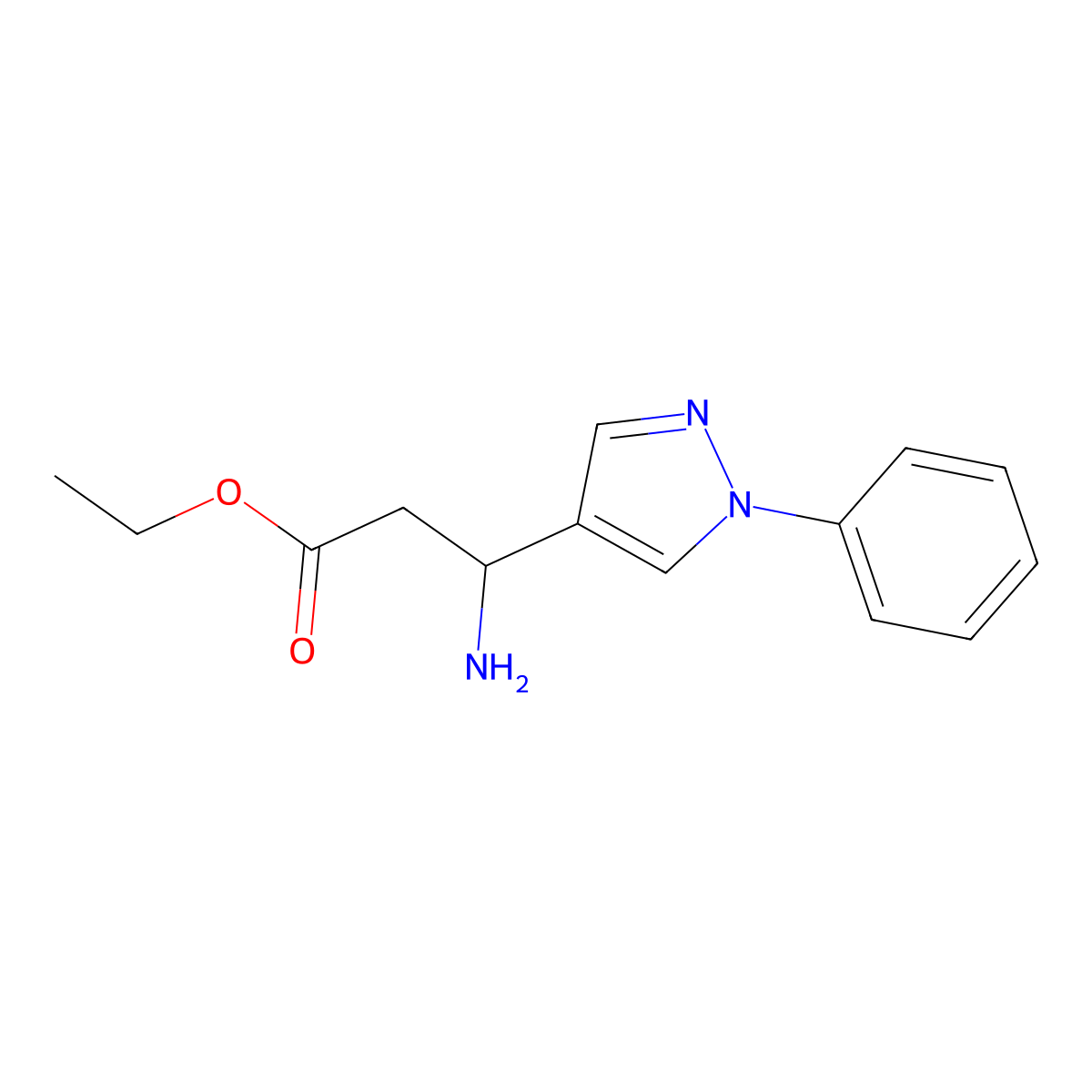 ethyl 3-amino-3-(1-phenyl-1H-pyrazol-4-yl)propanoate molecular structure, CAS 1152521-01-1