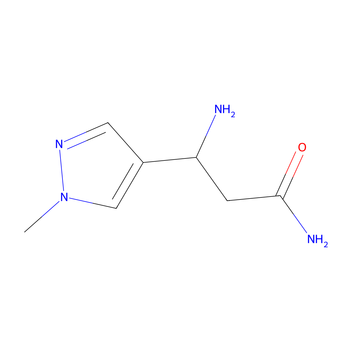 3-Amino-3-(1-methyl-1H-pyrazol-4-YL)propanamide molecular structure, CAS 1152521-05-5