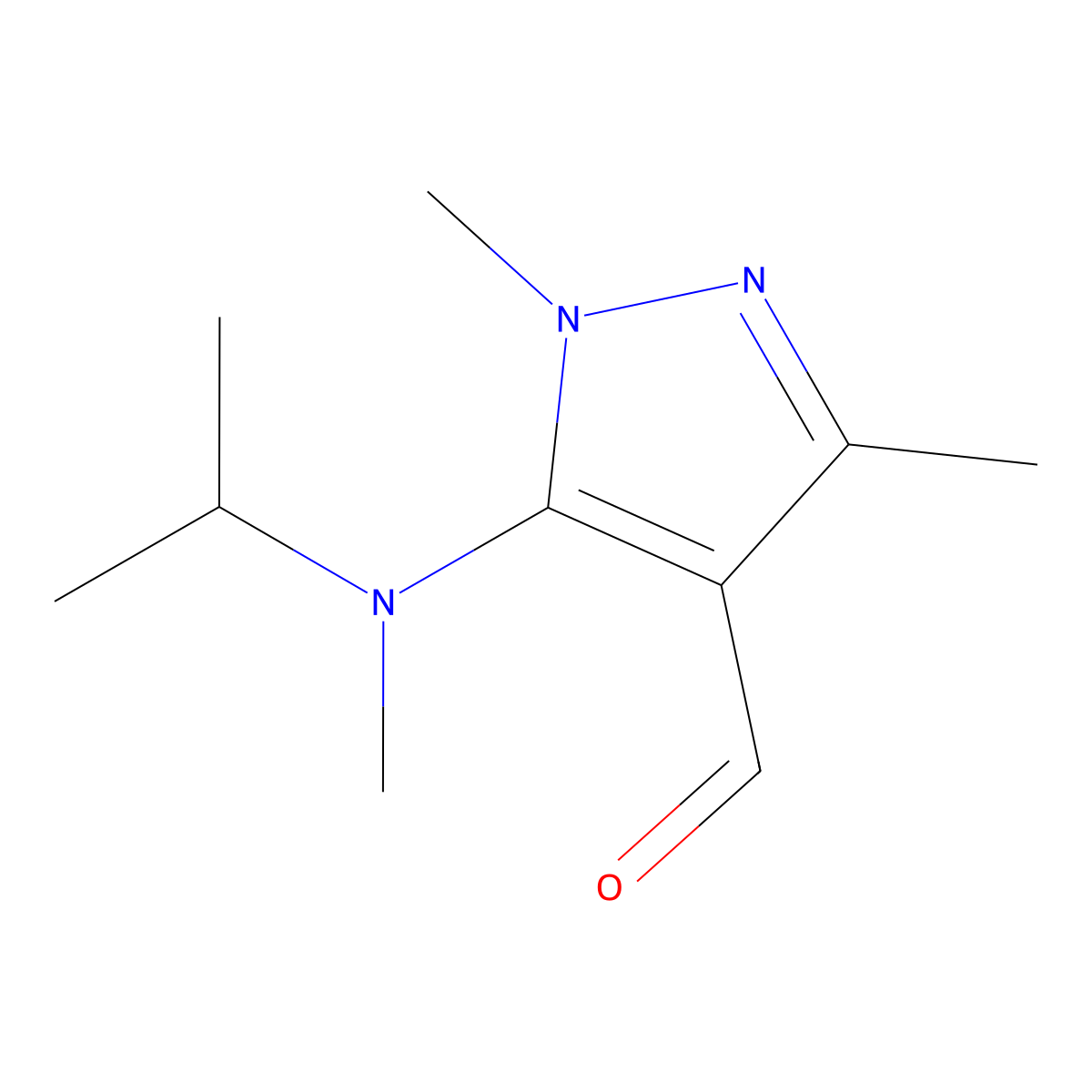 1,3-dimethyl-5-[methyl(propan-2-yl)amino]-1H-pyrazole-4-carbaldehyde molecular structure, CAS 1152521-47-5