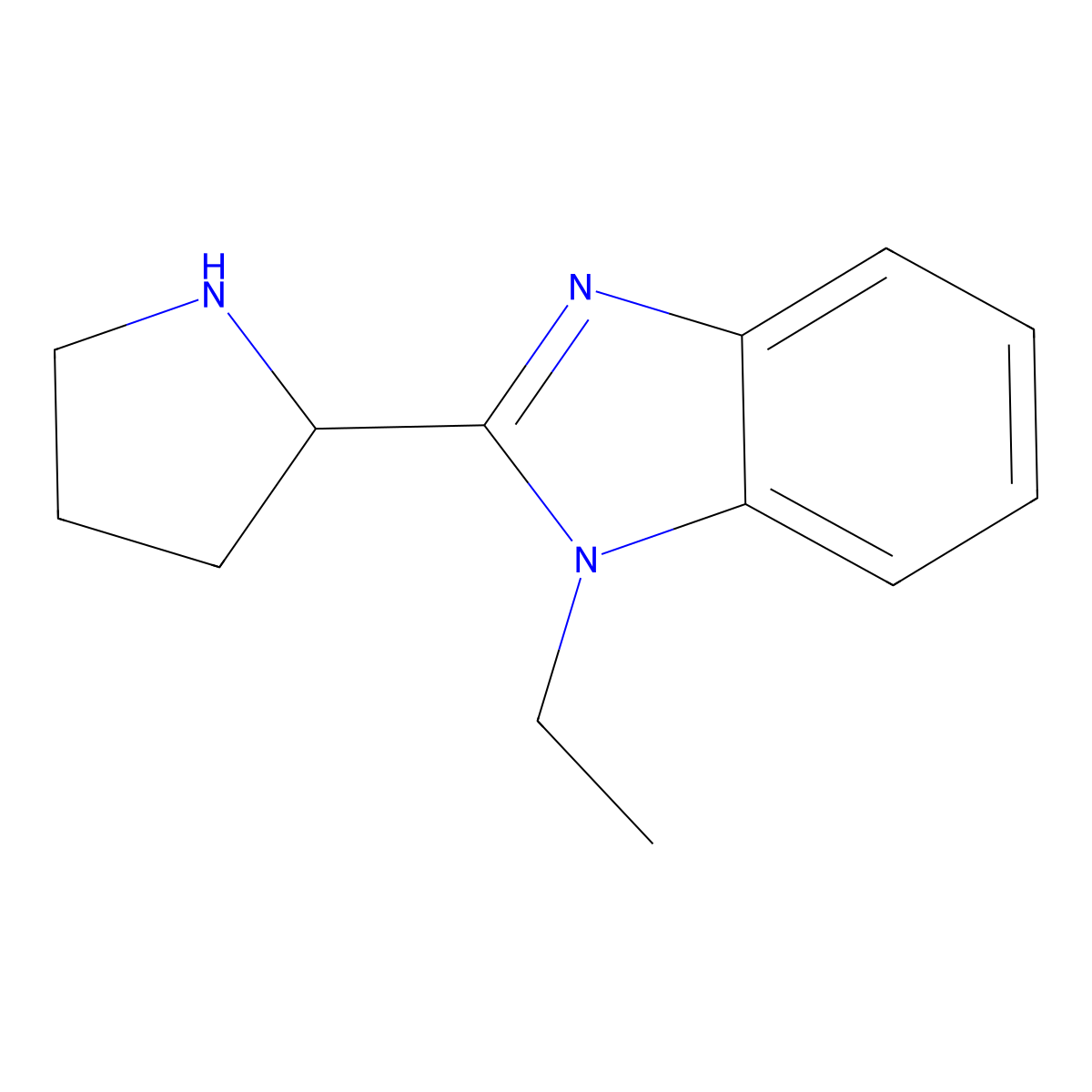 1-ethyl-2-(pyrrolidin-2-yl)-1H-1,3-benzodiazole molecular structure, CAS 1152522-12-7