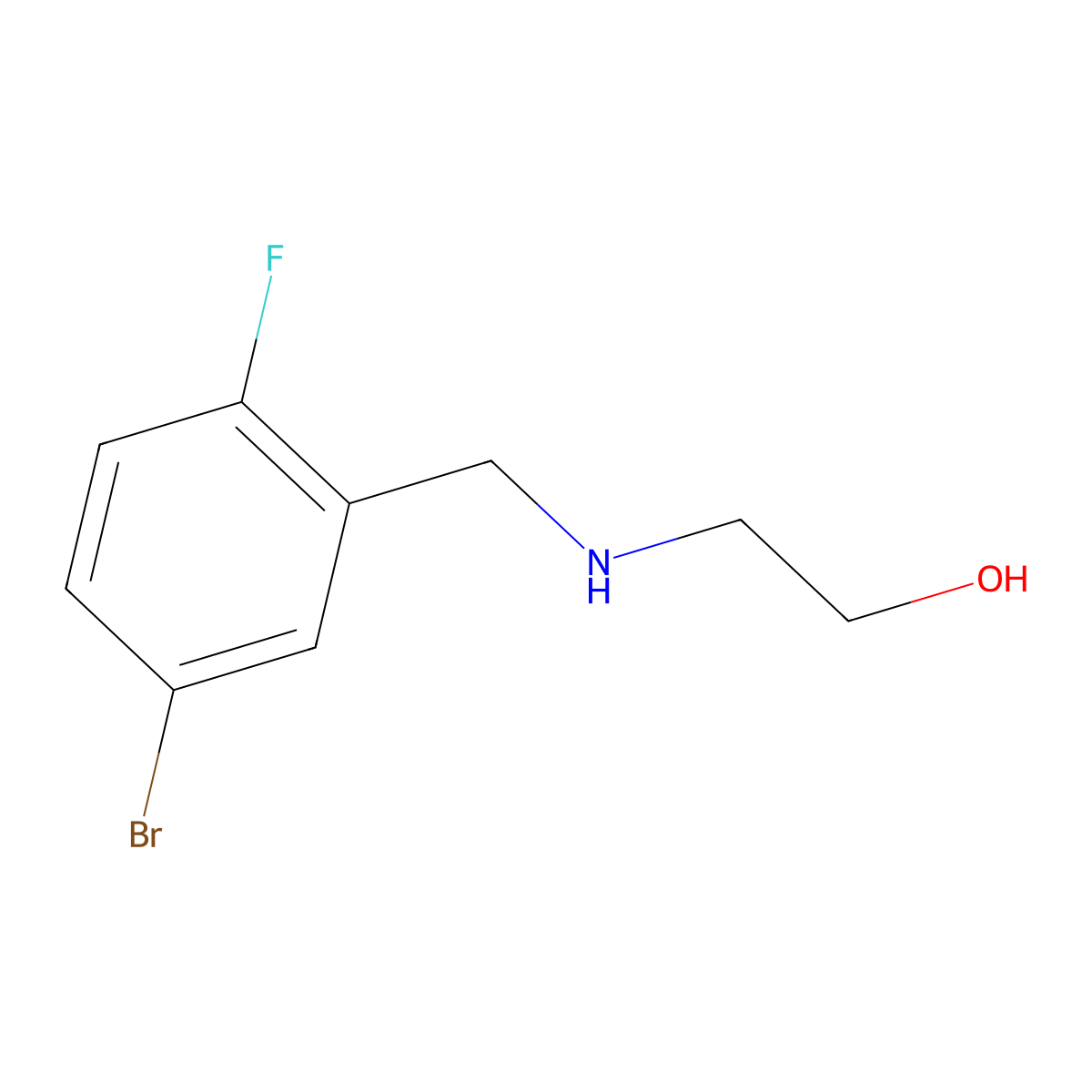 2-{[(5-Bromo-2-fluorophenyl)methyl]amino}ethan-1-ol molecular structure, CAS 1152522-37-6