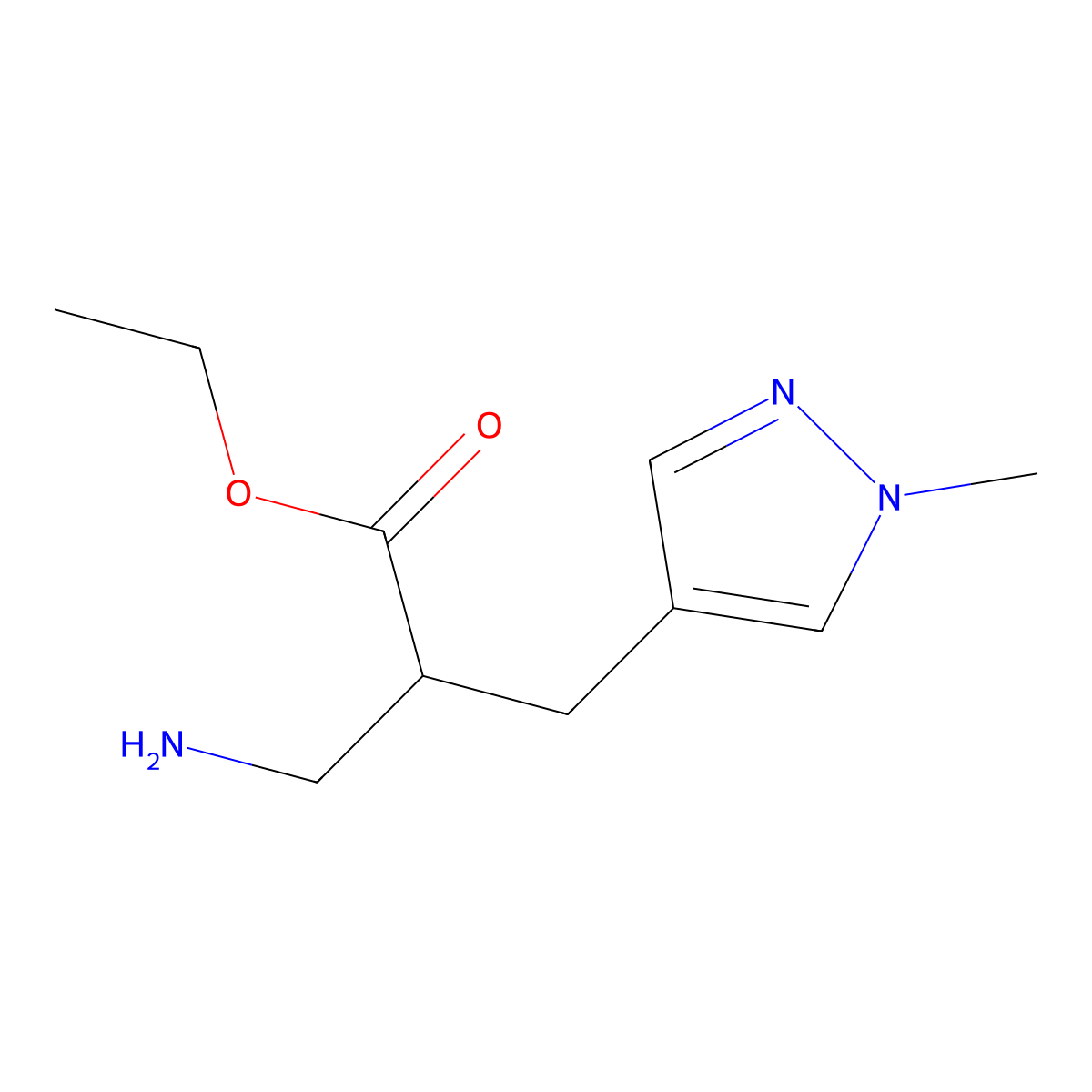 ethyl 3-amino-2-[(1-methyl-1H-pyrazol-4-yl)methyl]propanoate molecular structure, CAS 1152523-63-1