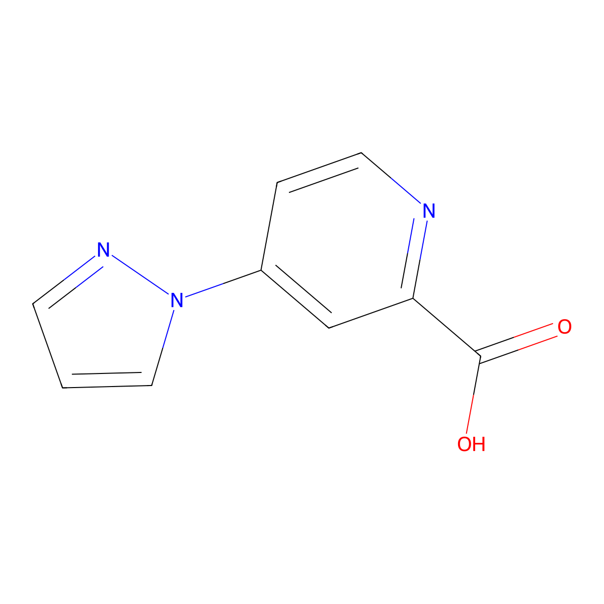 4-(1H-pyrazol-1-yl)pyridine-2-carboxylic acid molecular structure, CAS 1152523-86-8