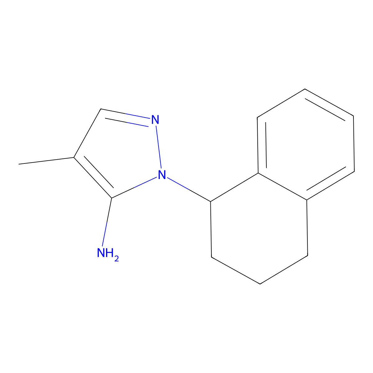 4-methyl-1-(1,2,3,4-tetrahydronaphthalen-1-yl)-1H-pyrazol-5-amine molecular structure, CAS 1152524-21-4