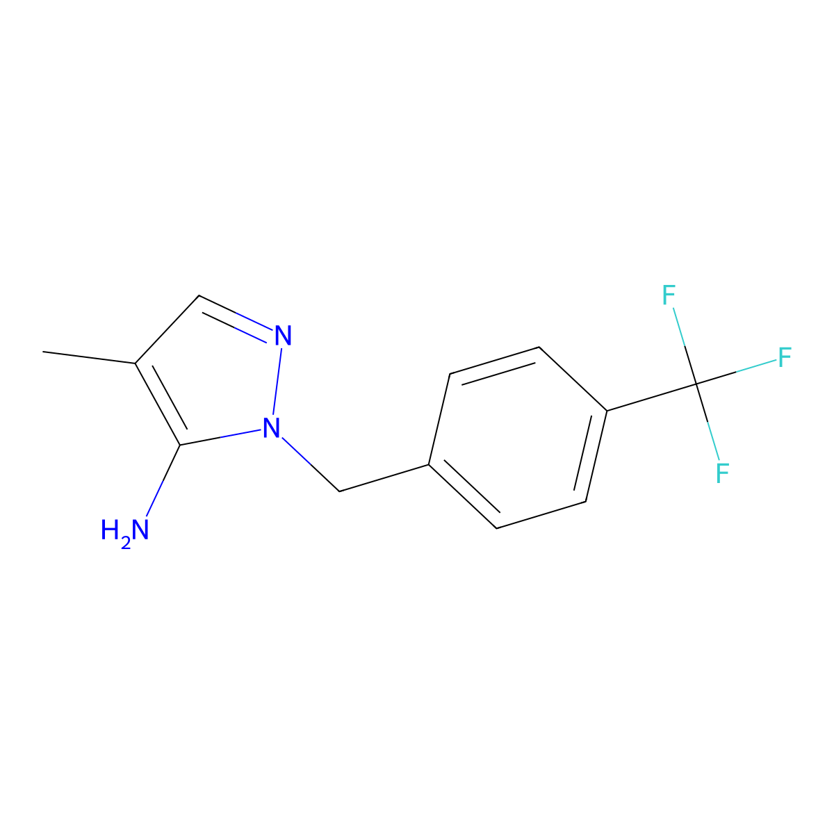 4-Methyl-1-[4-(trifluoromethyl)benzyl]-1H-pyrazol-5-amine molecular structure, CAS 1152524-46-3
