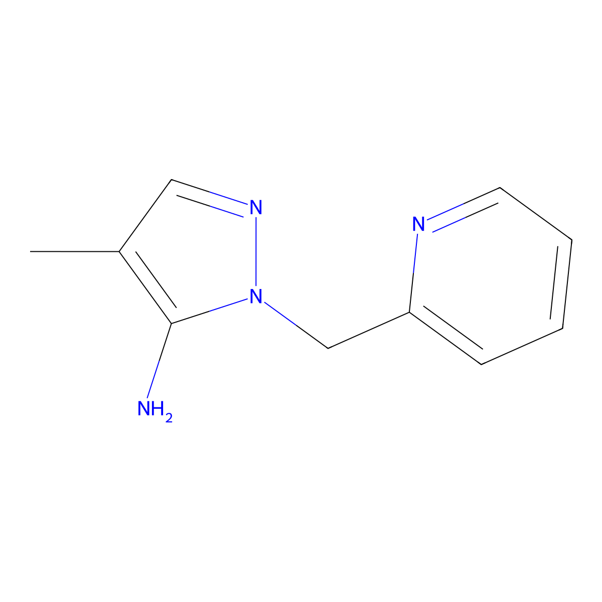 4-Methyl-1-(pyridin-2-ylmethyl)-1H-pyrazol-5-amine molecular structure, CAS 1152524-48-5