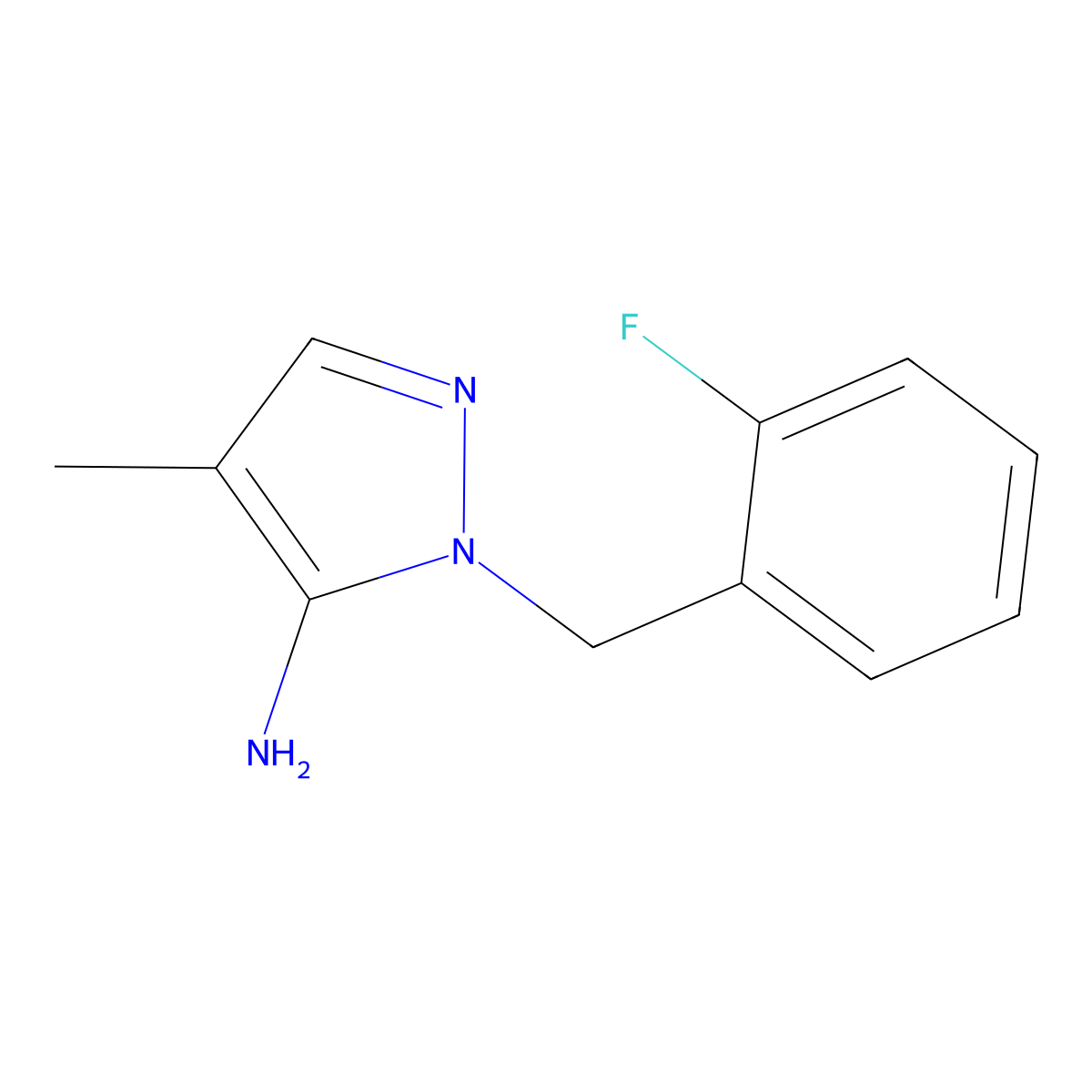 1-[(2-fluorophenyl)methyl]-4-methyl-1H-pyrazol-5-amine molecular structure, CAS 1152525-04-6
