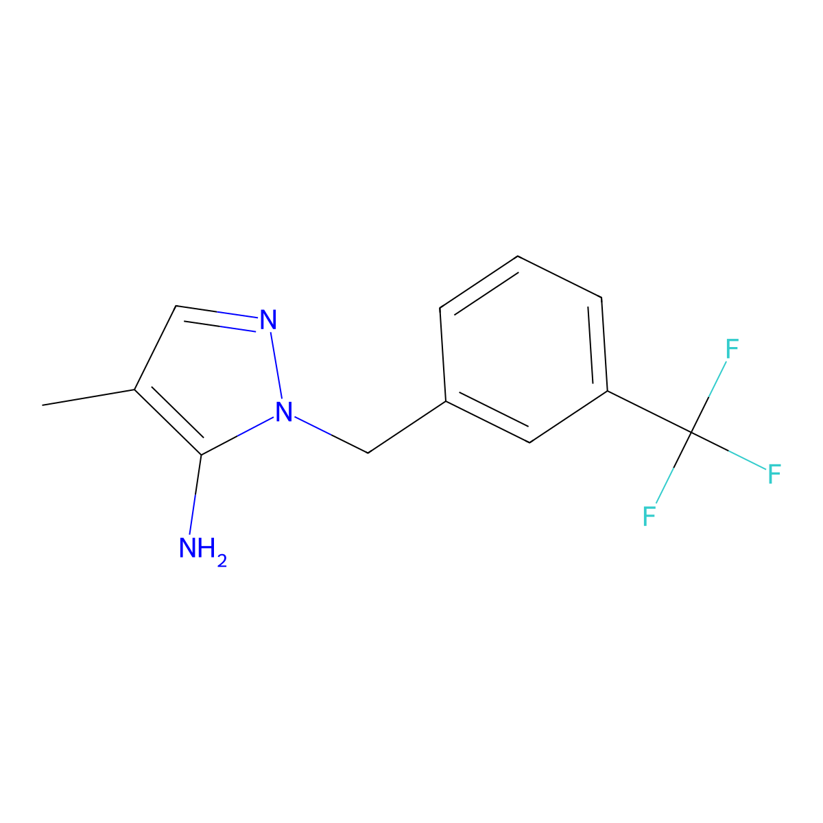 4-Methyl-1-[3-(trifluoromethyl)benzyl]-1H-pyrazol-5-amine molecular structure, CAS 1152526-32-3