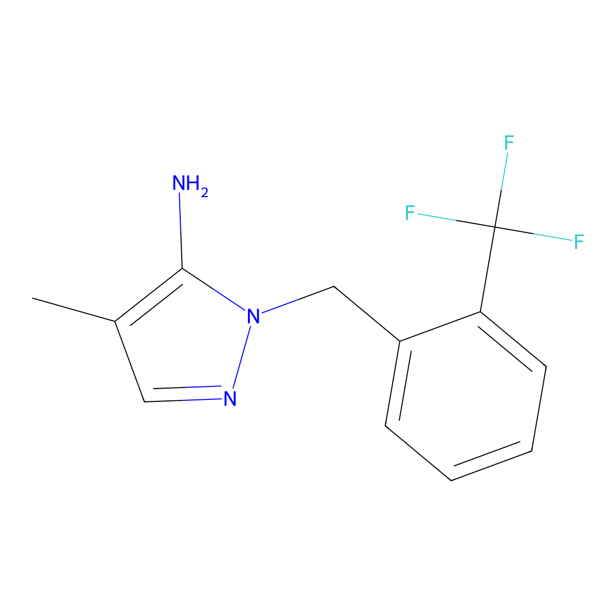 4-Methyl-1-[2-(trifluoromethyl)benzyl]-1H-pyrazol-5-amine molecular structure, CAS 1152526-49-2