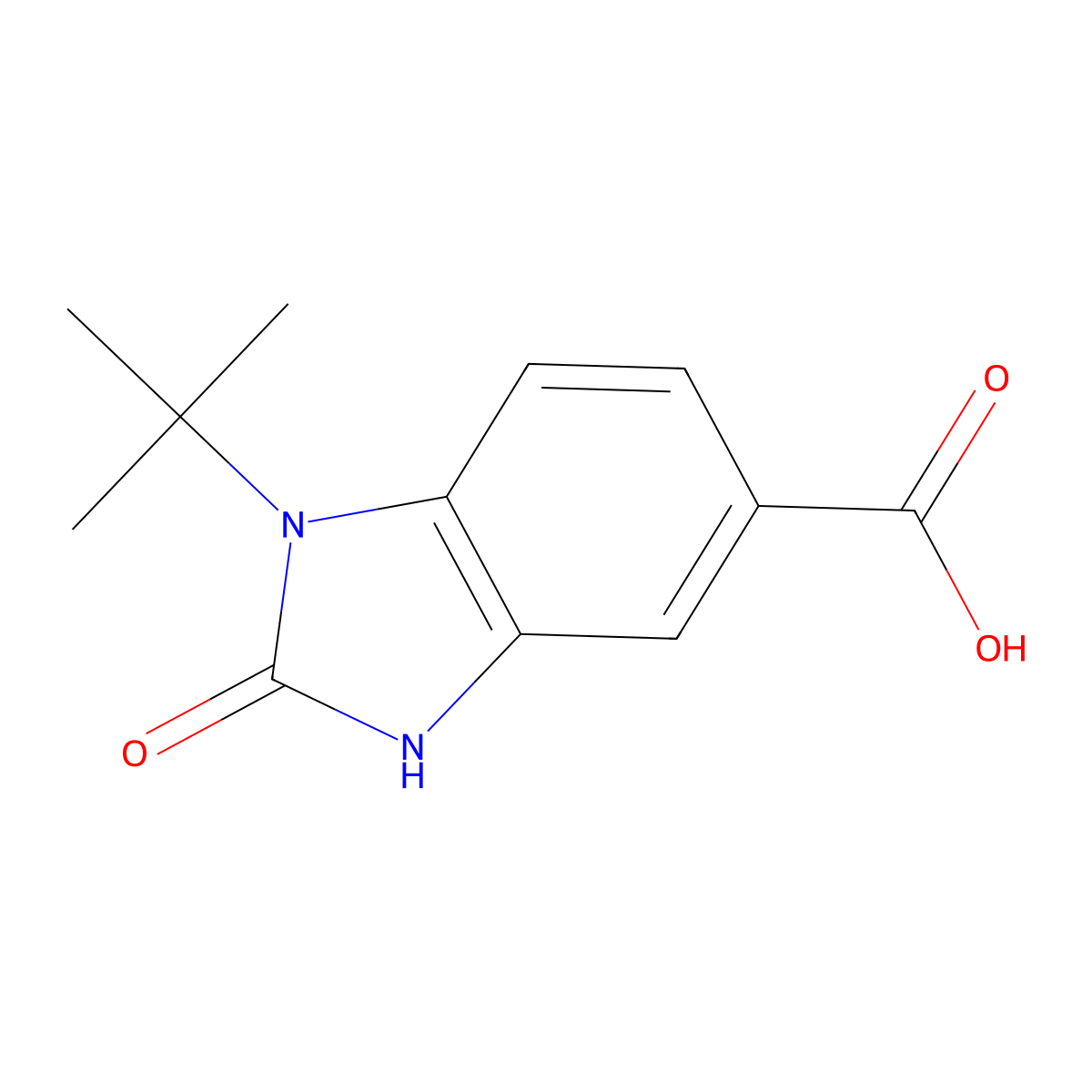 1-tert-butyl-2-oxo-2,3-dihydro-1H-1,3-benzodiazole-5-carboxylic acid molecular structure, CAS 1152527-57-5