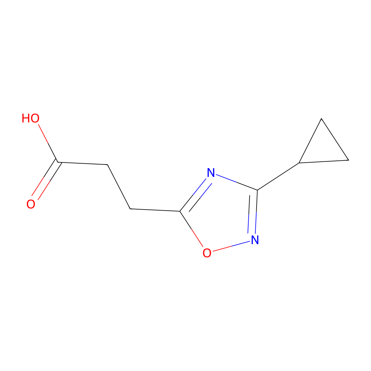 3-(3-Cyclopropyl-1,2,4-oxadiazol-5-yl)propanoic acid molecular structure, CAS 1152530-78-3