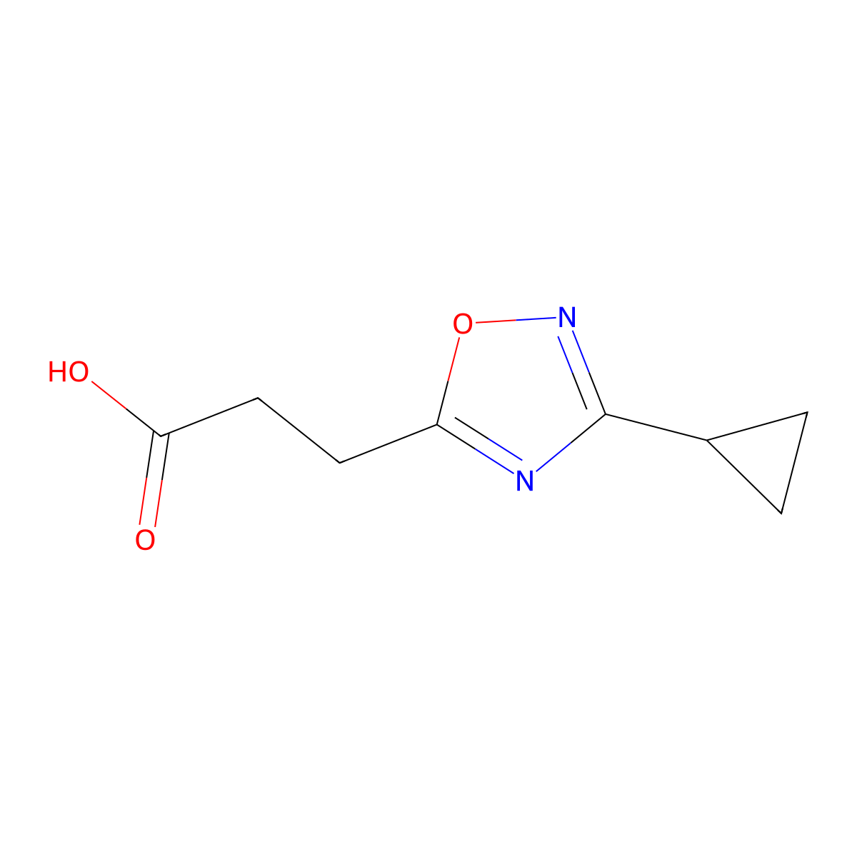 3-(3-Cyclopropyl-1,2,4-oxadiazol-5-yl)propanoic acid molecular structure, CAS 1152530-78-3
