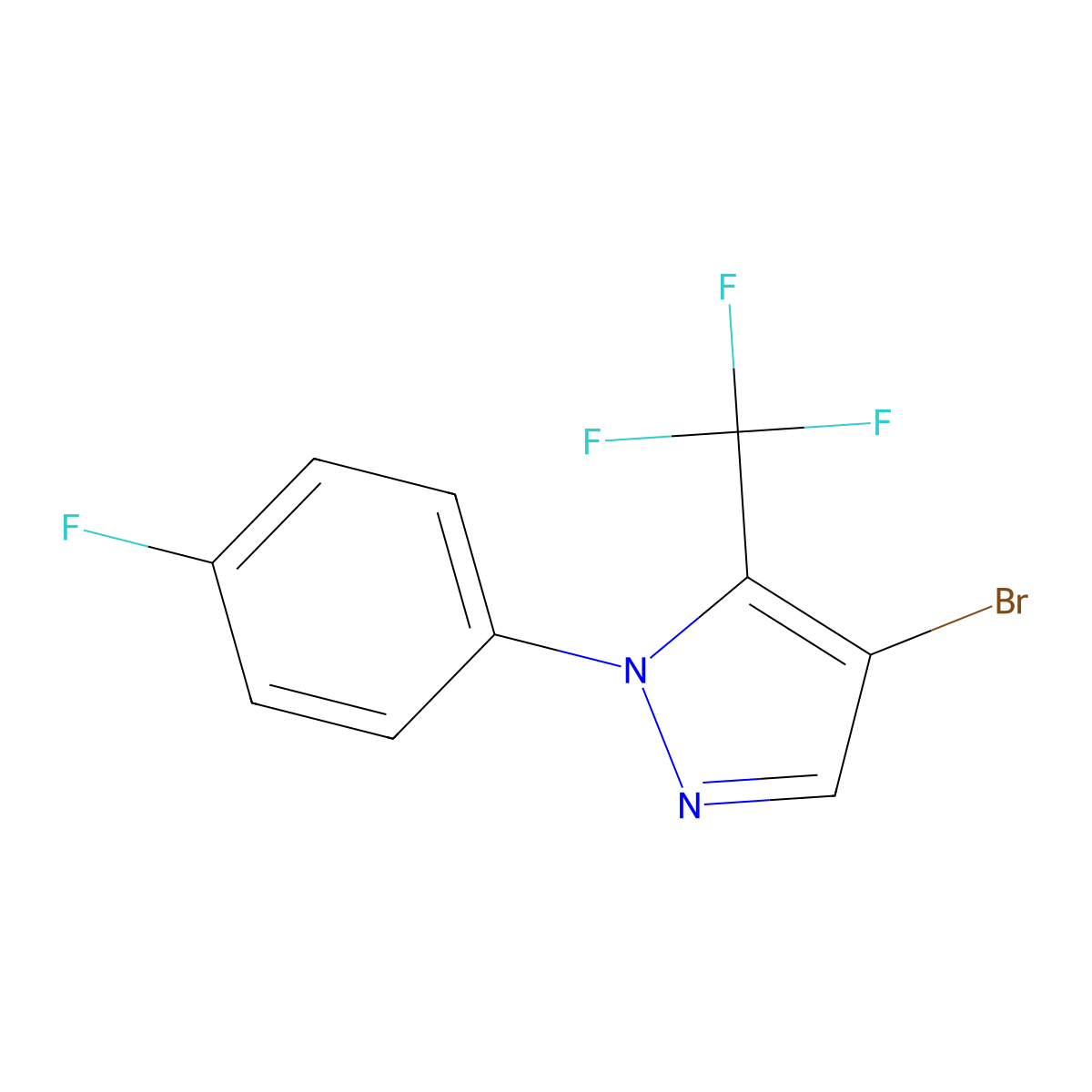 4-bromo-1-(4-fluorophenyl)-5-(trifluoromethyl)-1H-pyrazole molecular structure, CAS 1152531-25-3
