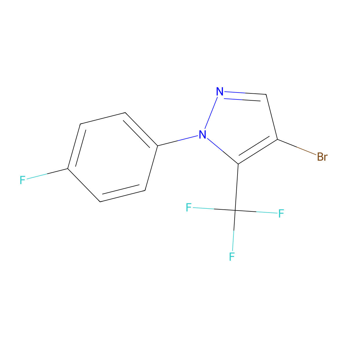 4-bromo-1-(4-fluorophenyl)-5-(trifluoromethyl)-1H-pyrazole molecular structure, CAS 1152531-25-3