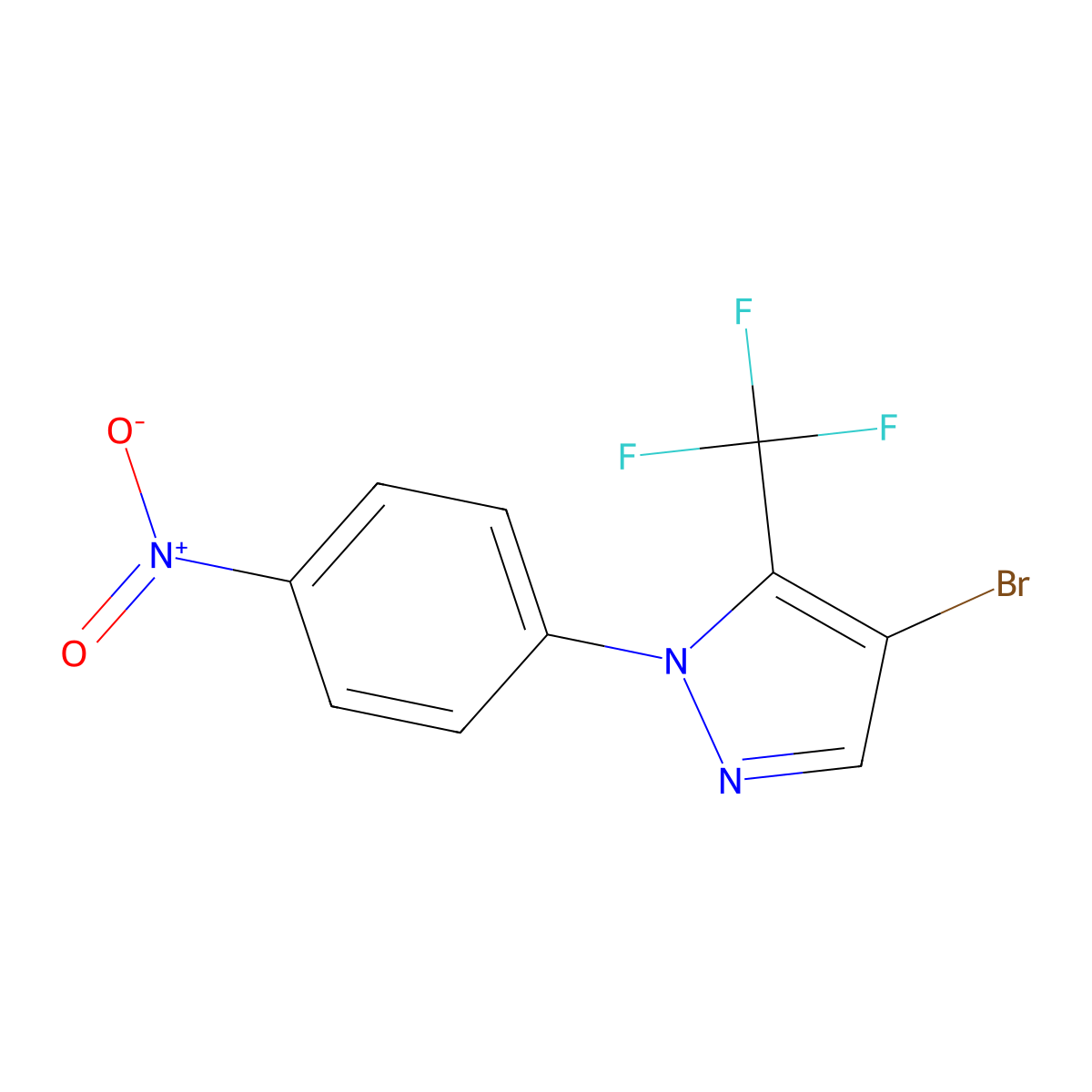 4-bromo-1-(4-nitrophenyl)-5-(trifluoromethyl)-1H-pyrazole molecular structure, CAS 1152531-32-2