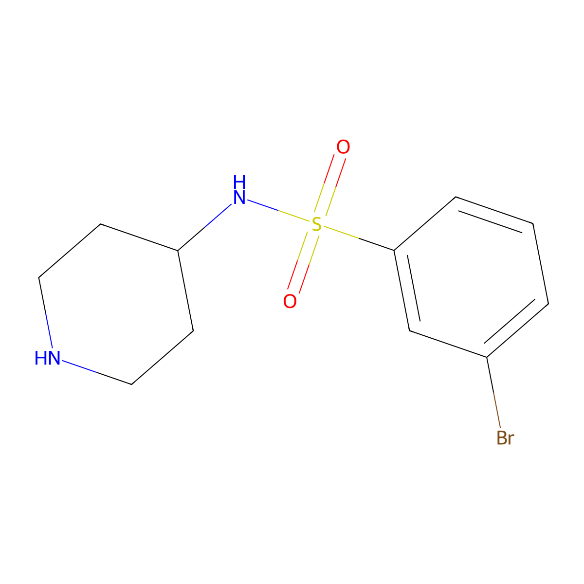 3-Bromo-N-(piperidin-4-yl)benzenesulfonamide molecular structure, CAS 1152531-85-5