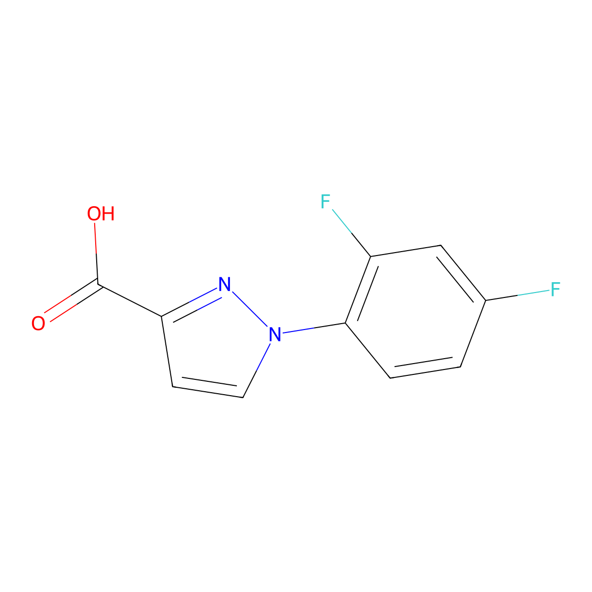 1-(2,4-difluorophenyl)-1H-pyrazole-3-carboxylic acid molecular structure, CAS 1152533-85-1